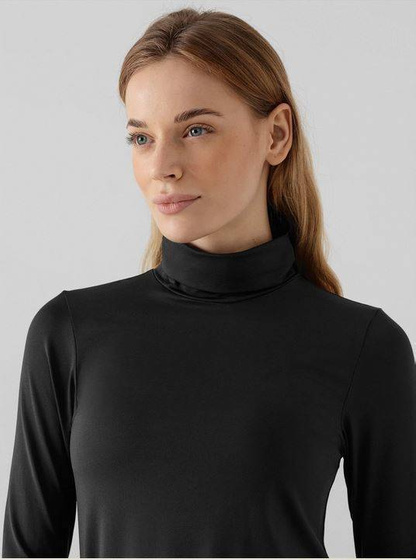 Damska koszulka longsleeve z golfem 4F H4Z21 TSDL015 czarna