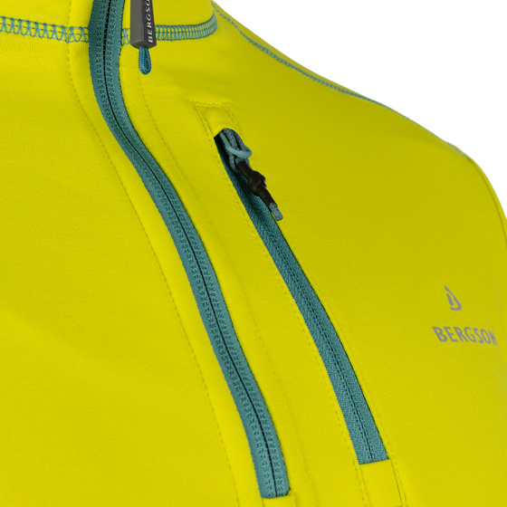 Bluza Męska  BERGSON SWIFTLAYER half zip VTX Dark Green/Lemon
