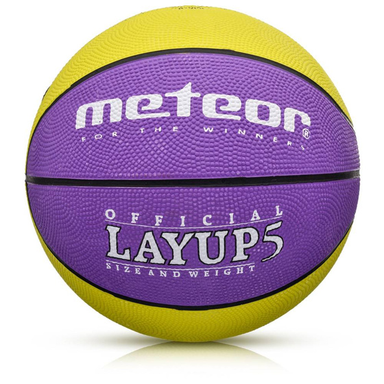 Piłka koszowa Meteor Layup r. 5 fioletowo/żółta