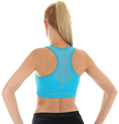 Damski sportowy Crop Top fitness BRUBECK CR10070 lazurowy