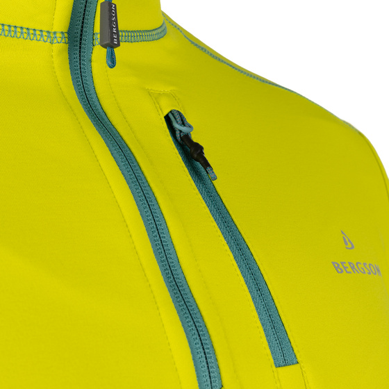 Bluza Męska  BERGSON SWIFTLAYER full zip VTX Dark Green/Lemon