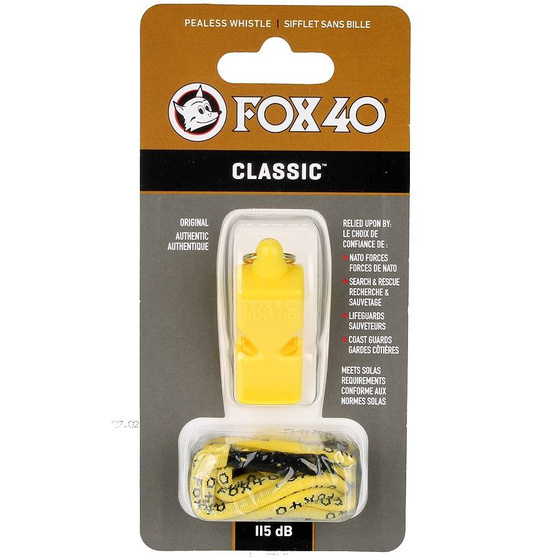 Gwizdek FOX 40 CLASSIC SAFETY ze sznurkiem żółty