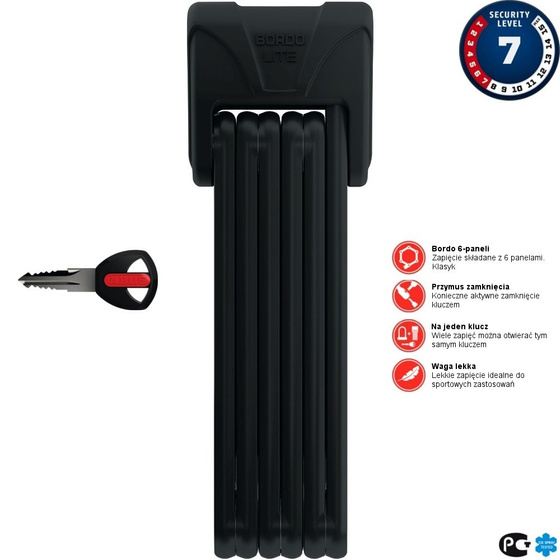 Zapięcie rowerowe ABUS Bordo Lite 6050 85cm BK