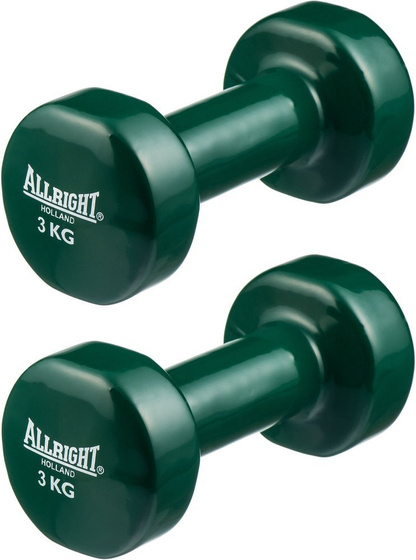 Hantle winylowe ALLRIGHT 2x3kg zielone komplet