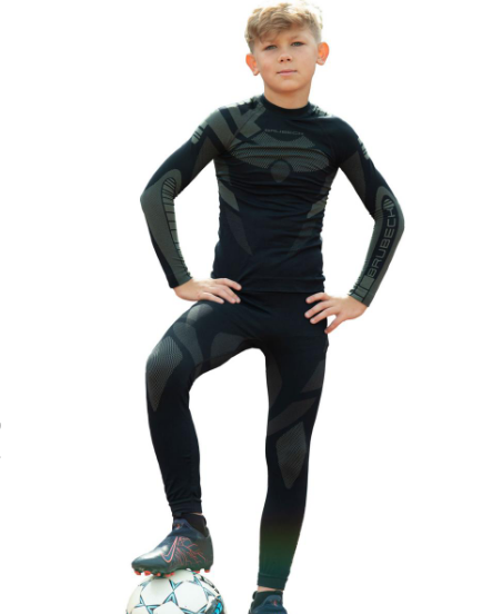 Komplet piłkarski termoaktywny Brubeck Junior KP10220 czarny/grafit