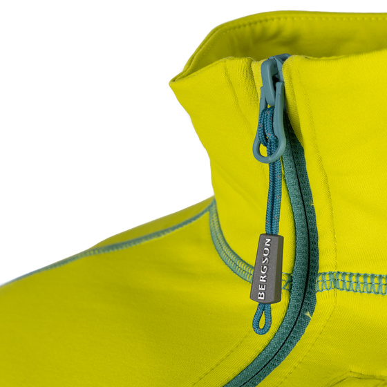 Bluza Męska  BERGSON SWIFTLAYER half zip VTX Dark Green/Lemon