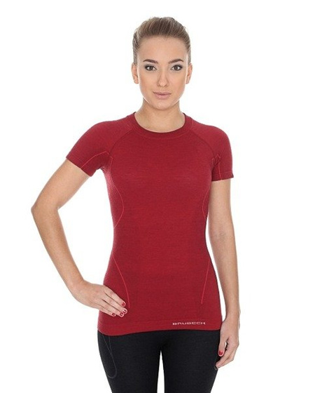 Damska koszulka termoaktywna BRUBECK Active Wool SS11700 burgund