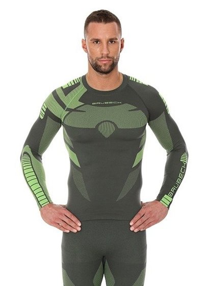 Męska bluza termoaktywna Brubeck DRY LS13080 grafit/limonka