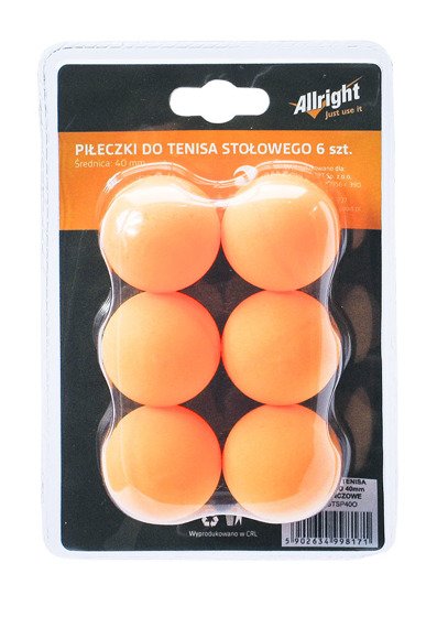 Piłeczki do tenisa stołowego Allright 40mm orange 6 szt
